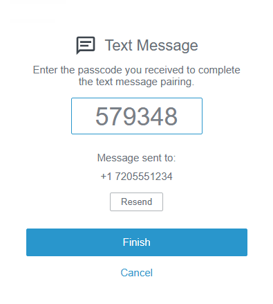 The Text Message dialog