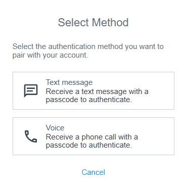 The figure where you select an authentication method