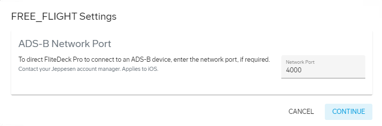 ADS-B provider Settings dialog