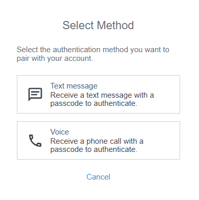 Select Method screen