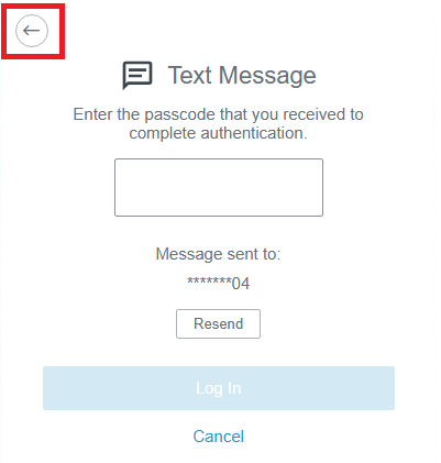 The Text Message figure where you enter a passcode.