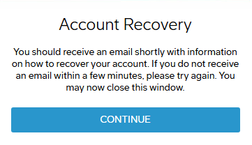 Account Recovery screen