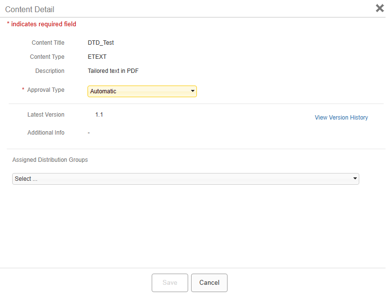 The Content Detail dialog