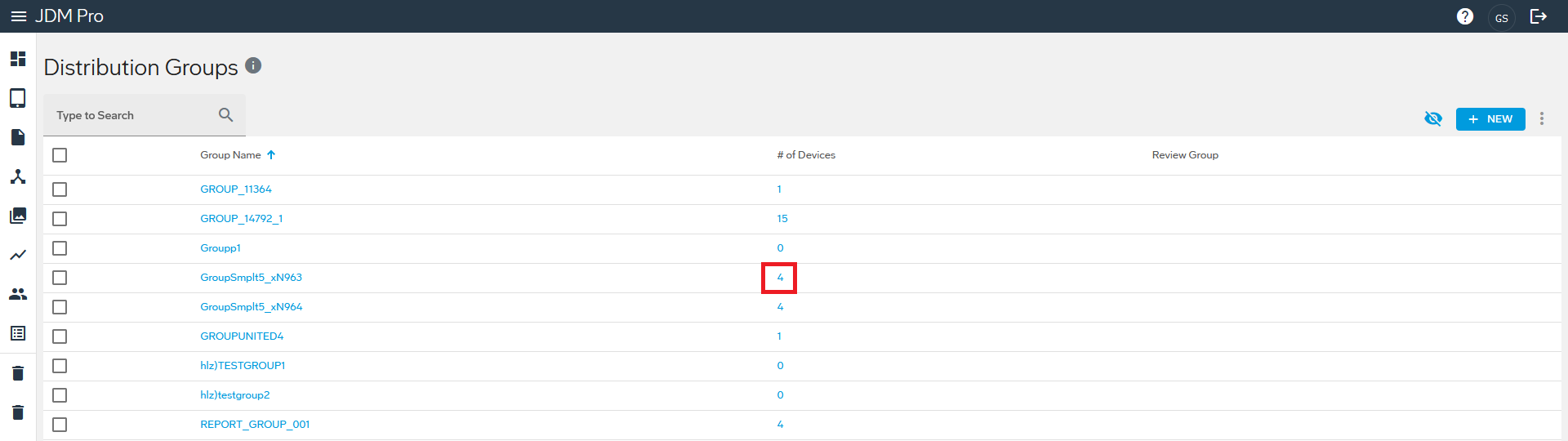 Select number of devices