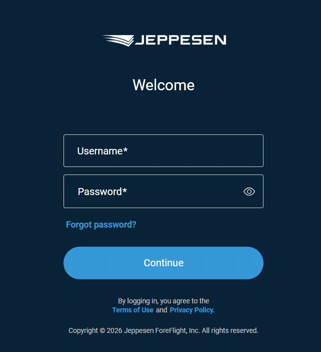 The JDM Pro Welcome sign-in screen, with Username and Password fields, a Forgot password? link, and a Continue button.