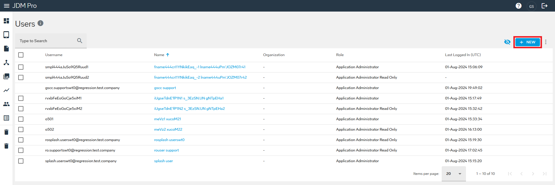 Users page