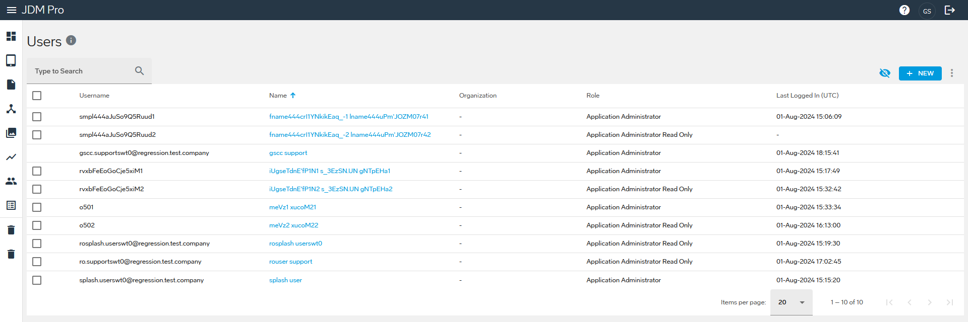Users page
