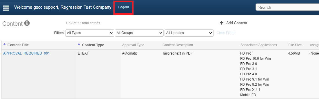 Select Logout