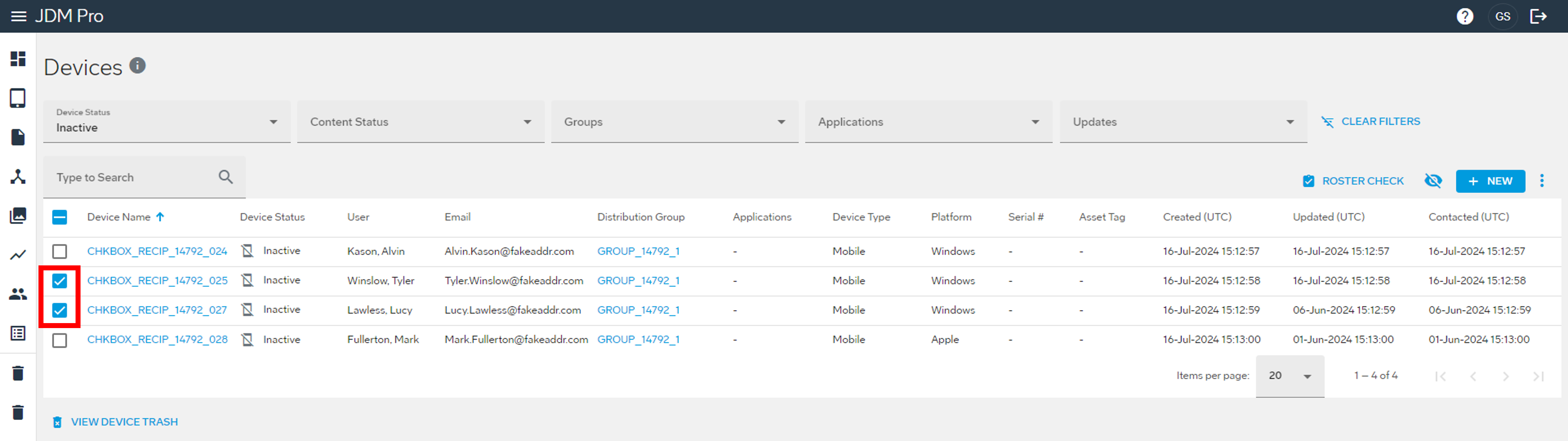 Devices selected for reactivation